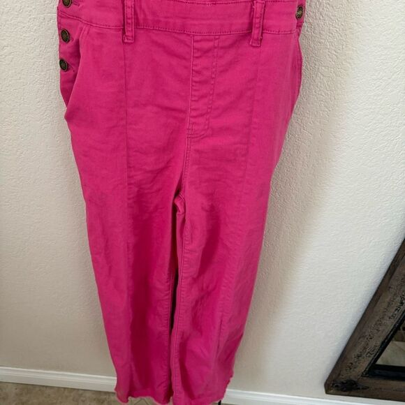 Women’s Large Pink Overalls with Frayed Hems and Wide Legs - Picture 4 of 8